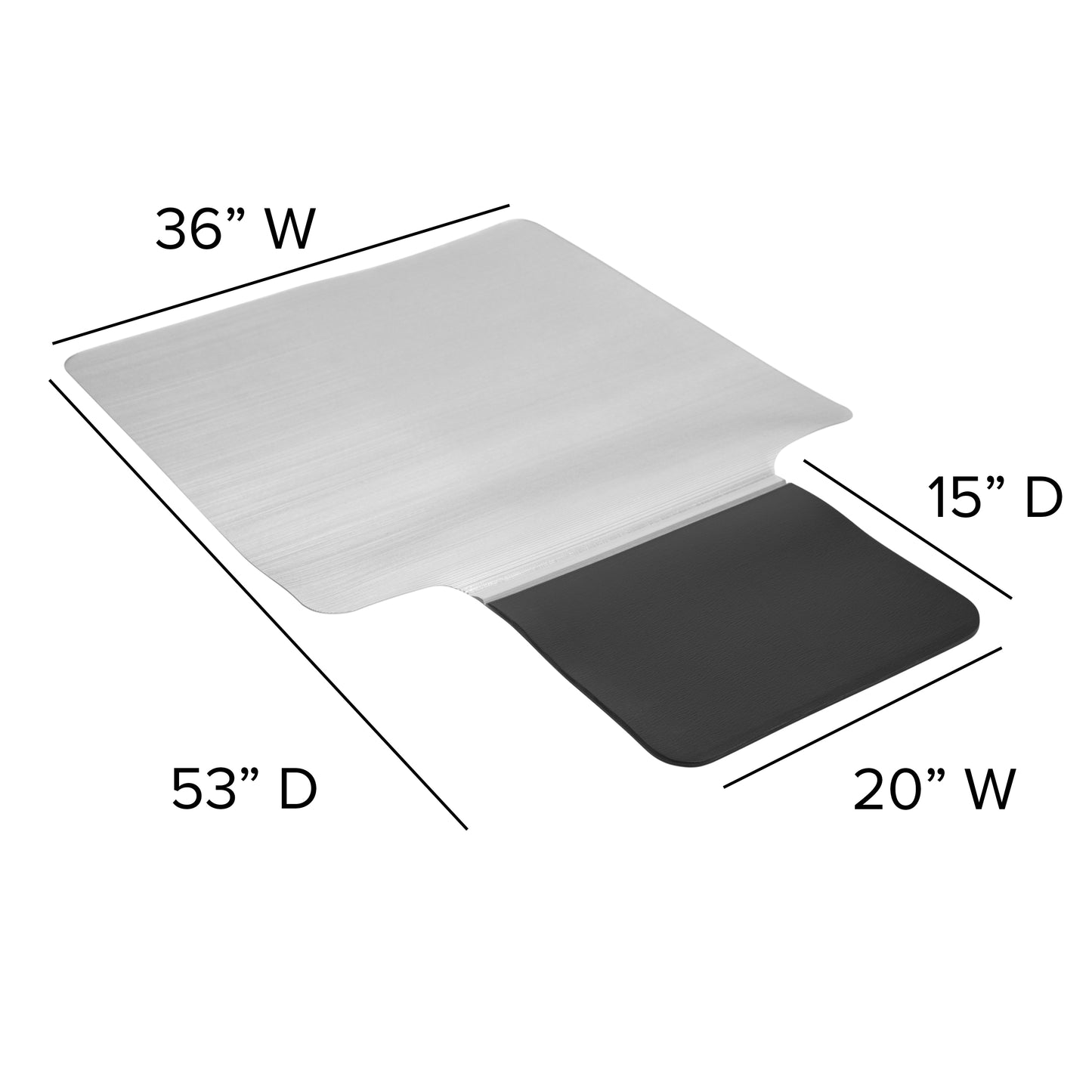 Jackson Sit or Stand Mat Anti-Fatigue Support Combined with Floor Protection (36" x 53") Black and Clear