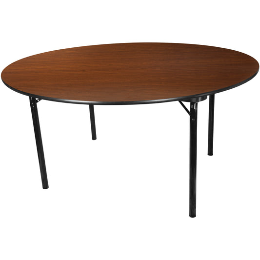 Advantage 5 ft. Round High Pressure Laminate Folding Banquet Table Walnut MEW-60R-WB