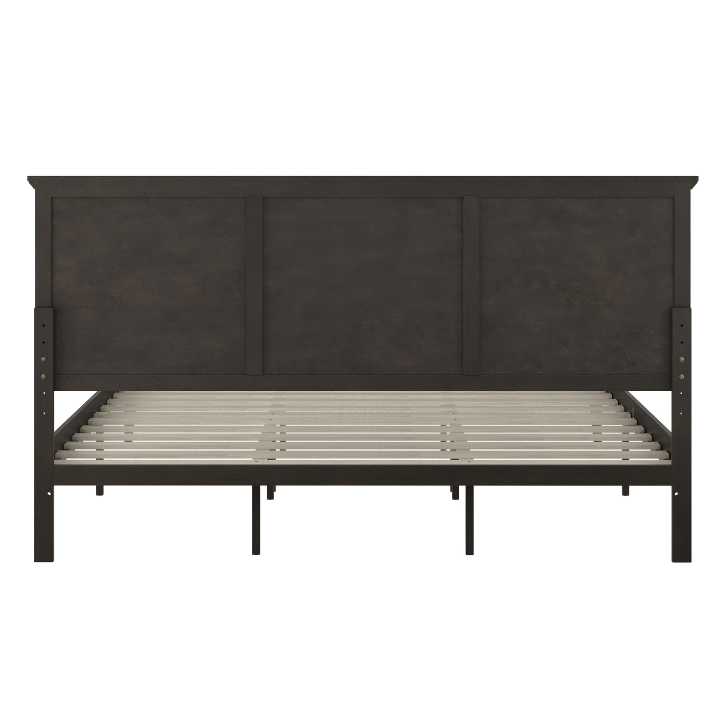 Fiona Dark Gray King Size Solid Wood Platform Bed Frame with Headboard, Footboard, and Slatted Bottom Dark Gray MG-0900-29-KB-DKGRY-GG