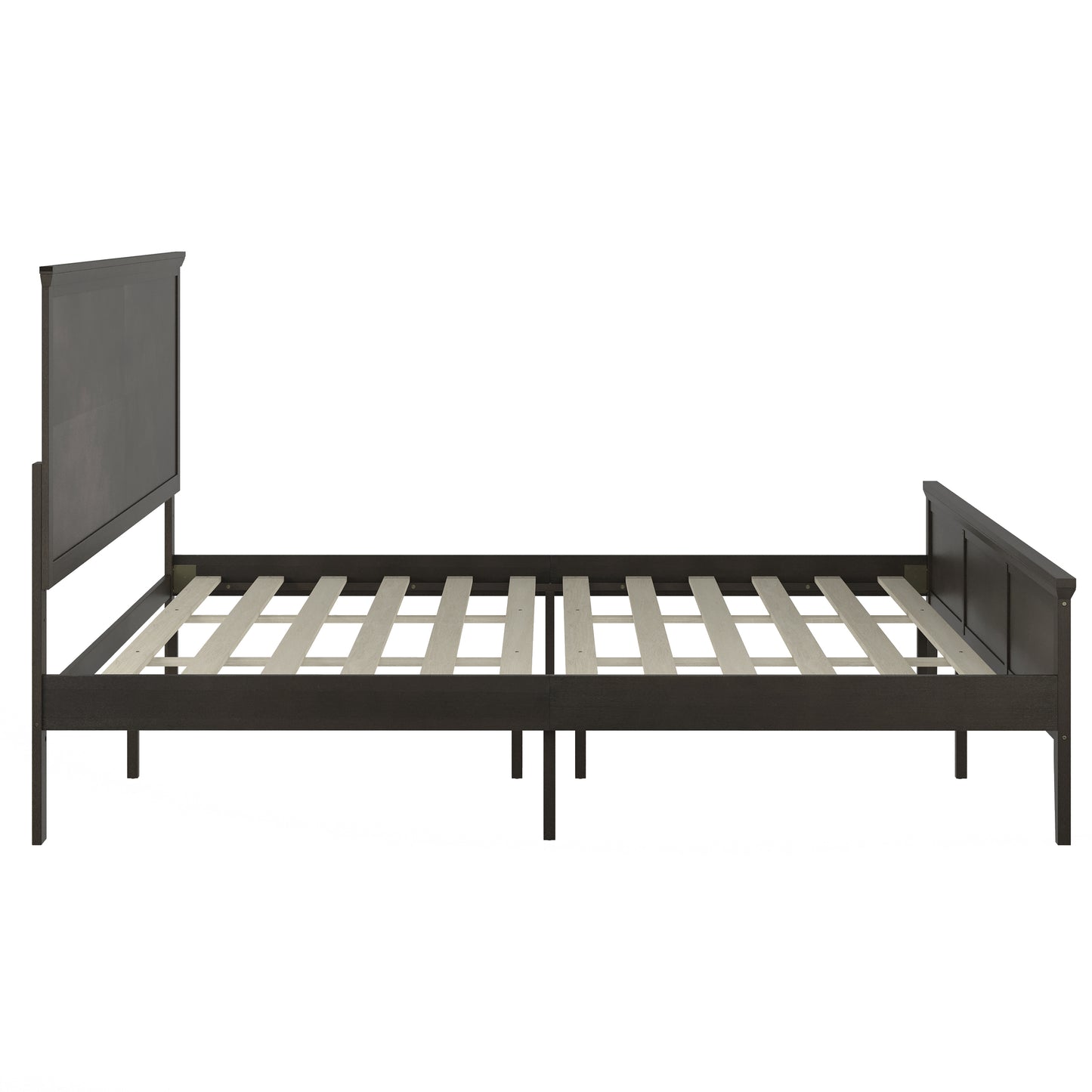Fiona Dark Gray King Size Solid Wood Platform Bed Frame with Headboard, Footboard, and Slatted Bottom Dark Gray MG-0900-29-KB-DKGRY-GG