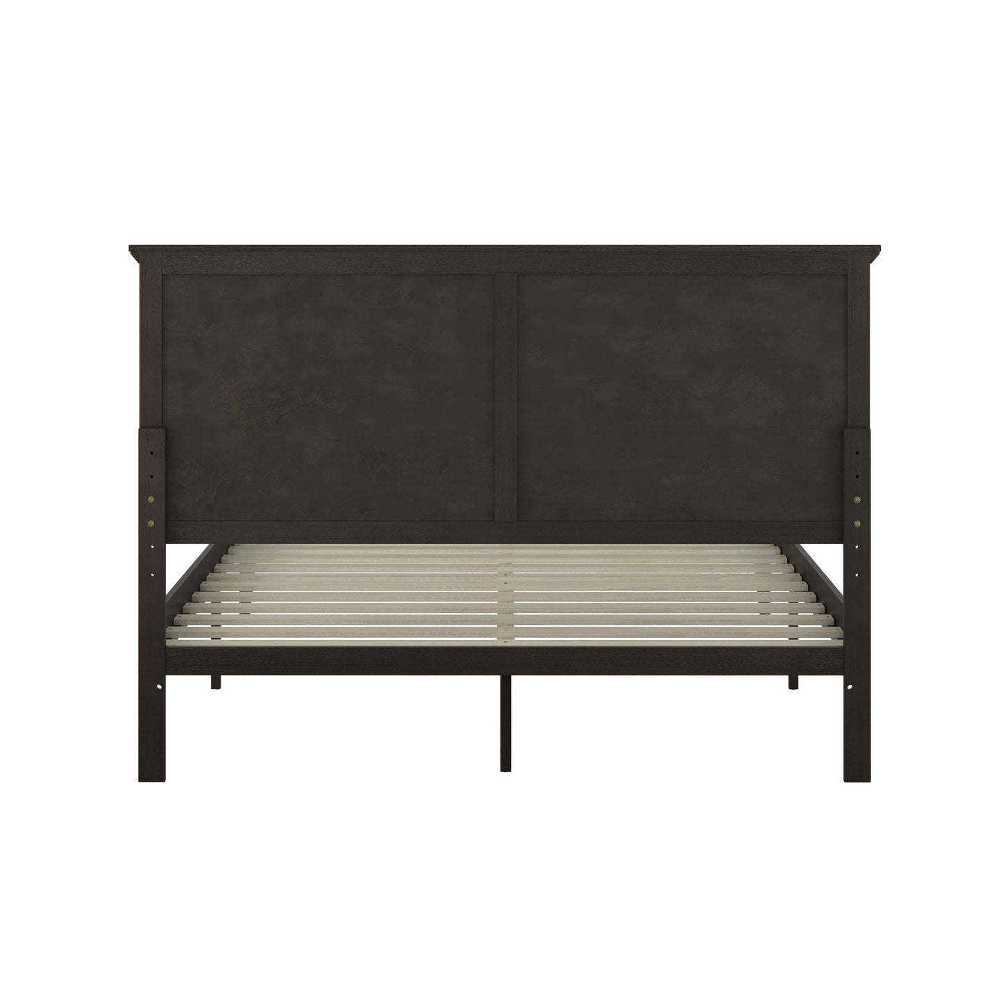 Fiona Dark Gray Queen Size Solid Wood Platform Bed Frame with Headboard, Footboard, and Slatted Bottom Dark Gray