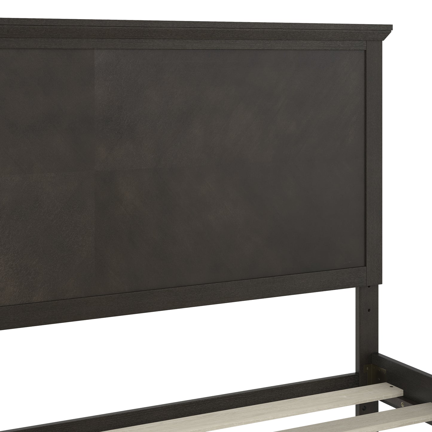 Fiona Dark Gray Queen Size Solid Wood Platform Bed Frame with Headboard, Footboard, and Slatted Bottom Dark Gray