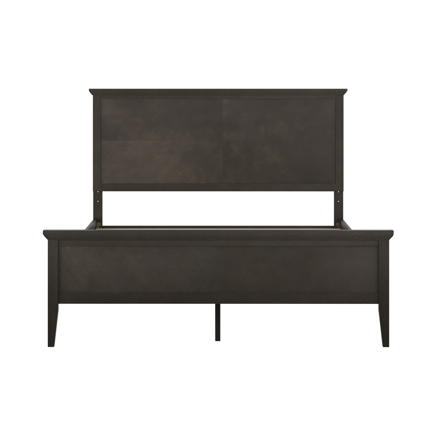 Fiona Dark Gray Queen Size Solid Wood Platform Bed Frame with Headboard, Footboard, and Slatted Bottom Dark Gray