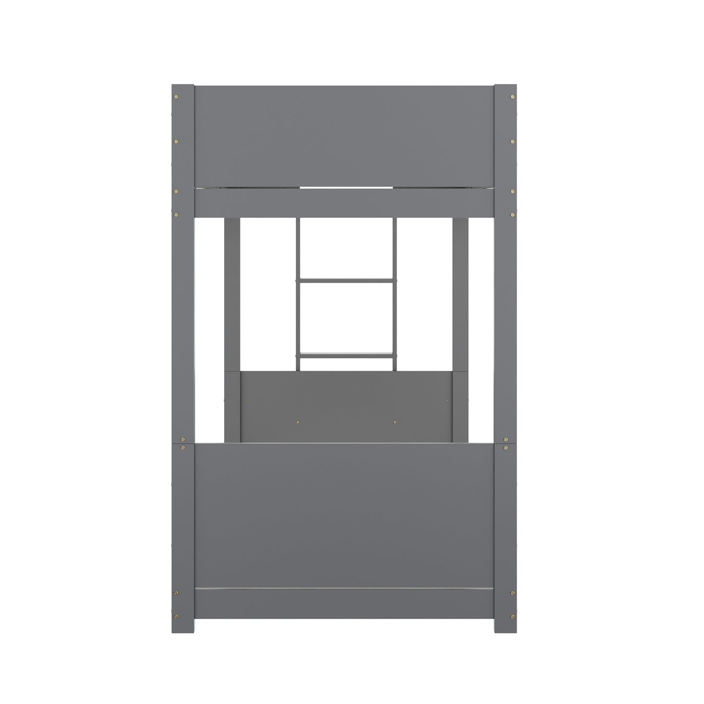 Dallas Bunk Bed Twin Over Twin, Convertible Solid Wood Bunk Bed Frame with Ladder for Kids, No Box Spring Needed in Gray Gray