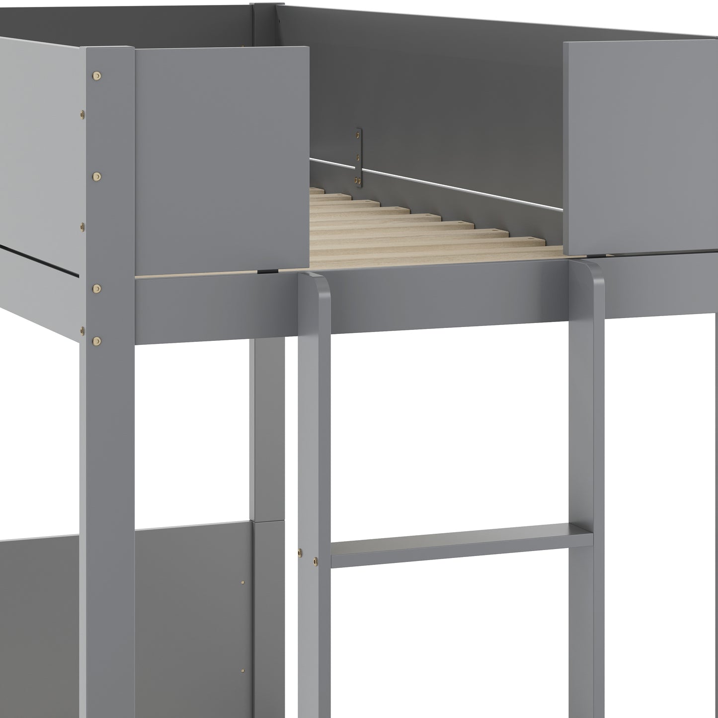 Dallas Bunk Bed Twin Over Twin, Convertible Solid Wood Bunk Bed Frame with Ladder for Kids, No Box Spring Needed in Gray Gray