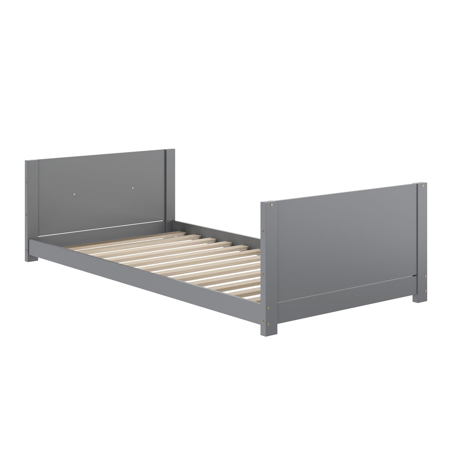 Dallas Bunk Bed Twin Over Twin, Convertible Solid Wood Bunk Bed Frame with Ladder for Kids, No Box Spring Needed in Gray Gray