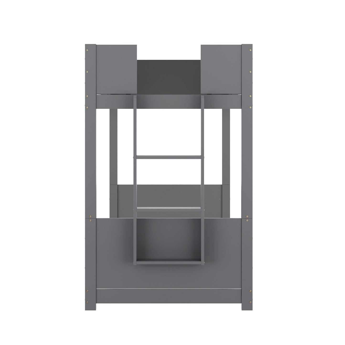 Dallas Bunk Bed Twin Over Twin, Convertible Solid Wood Bunk Bed Frame with Ladder for Kids, No Box Spring Needed in Gray Gray