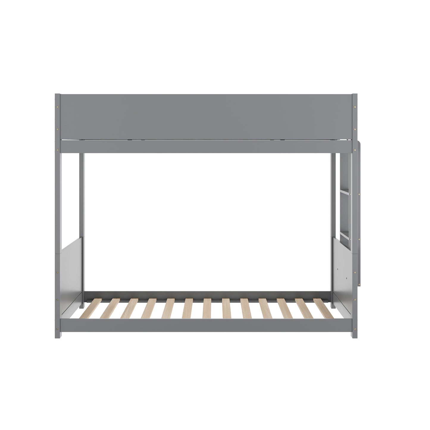 Dallas Bunk Bed Twin Over Twin, Convertible Solid Wood Bunk Bed Frame with Ladder for Kids, No Box Spring Needed in Gray Gray