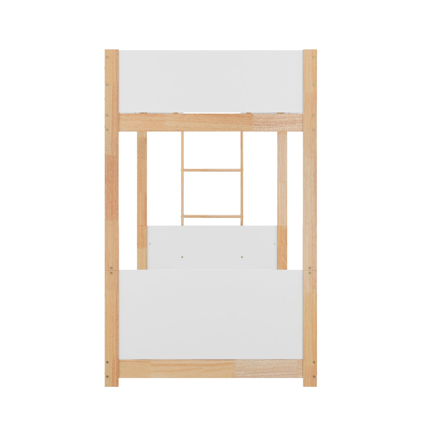 Dallas Bunk Bed Twin Over Twin, Convertible Solid Wood Bunk Bed Frame with Ladder for Kids, No Box Spring Needed in White/Natural White/Natural
