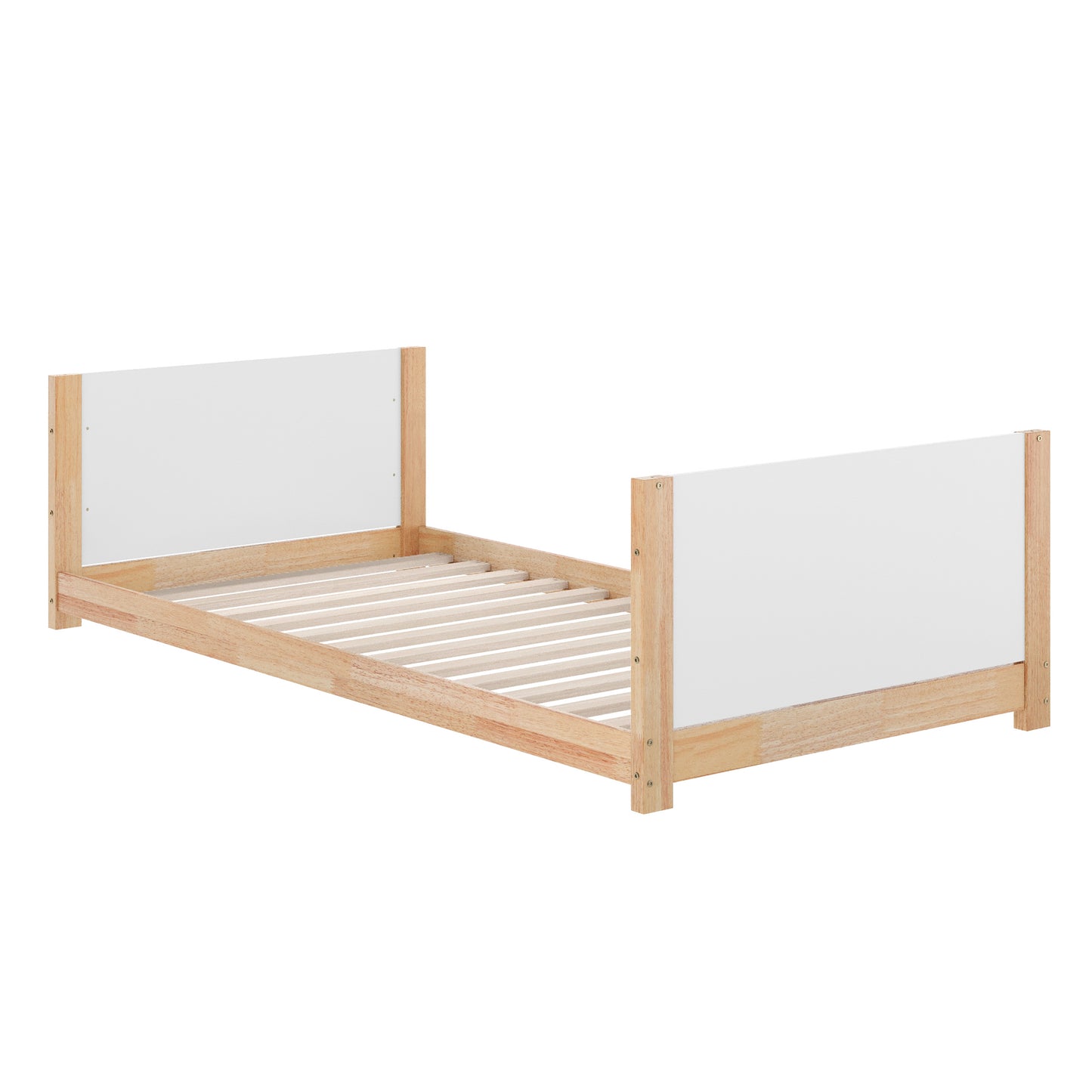 Dallas Bunk Bed Twin Over Twin, Convertible Solid Wood Bunk Bed Frame with Ladder for Kids, No Box Spring Needed in White/Natural White/Natural