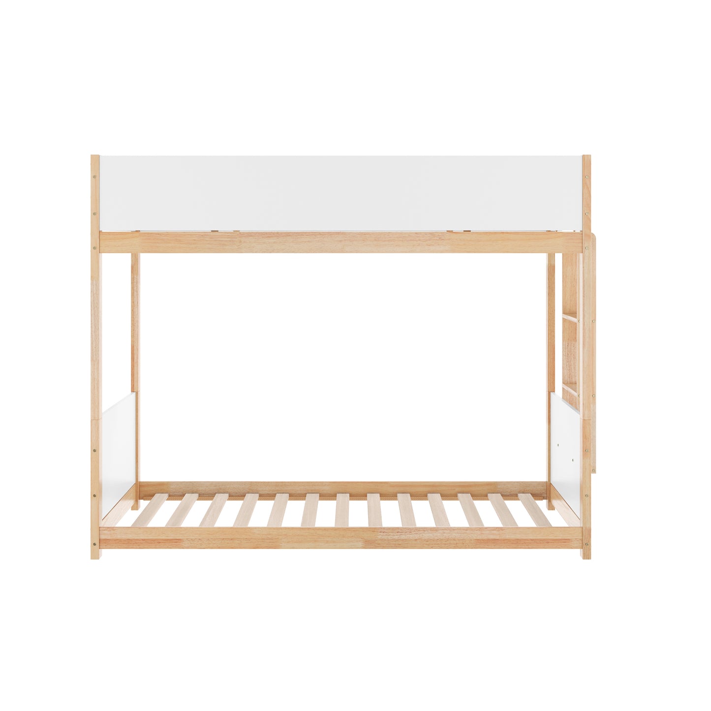 Dallas Bunk Bed Twin Over Twin, Convertible Solid Wood Bunk Bed Frame with Ladder for Kids, No Box Spring Needed in White/Natural White/Natural