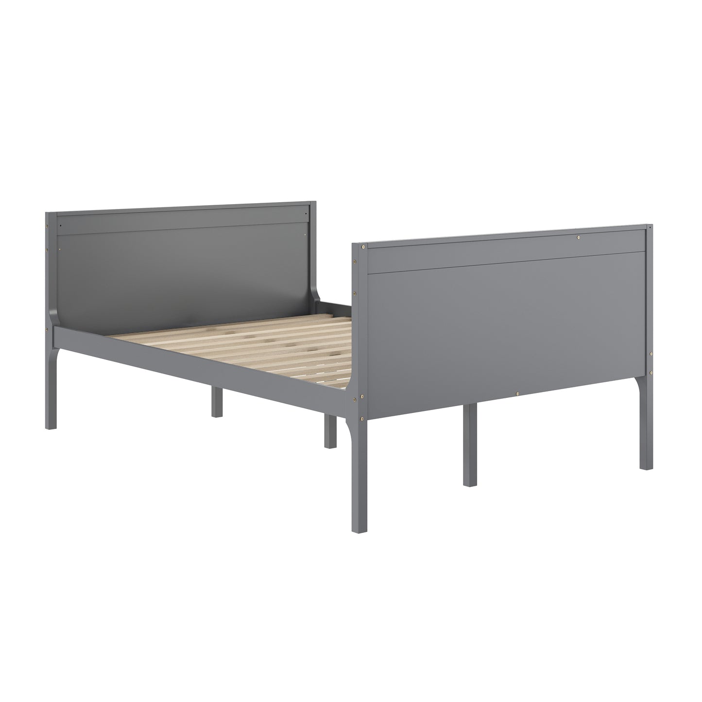 Dallas Bunk Bed Twin Over Full, Convertible Slatted Solid Wood Bunk Bed Frame with Ladder for Kids, No Box Spring Needed in Gray Gray