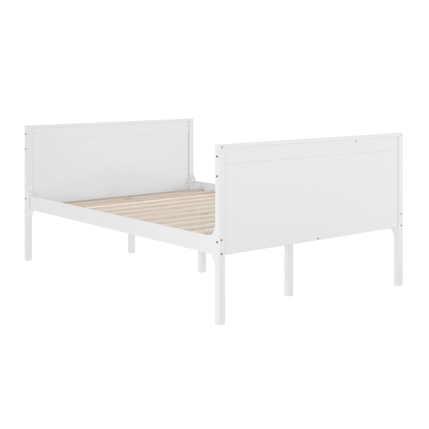 Dallas Bunk Bed Twin Over Full, Convertible Slatted Solid Wood Bunk Bed Frame with Ladder for Kids, No Box Spring Needed in White White