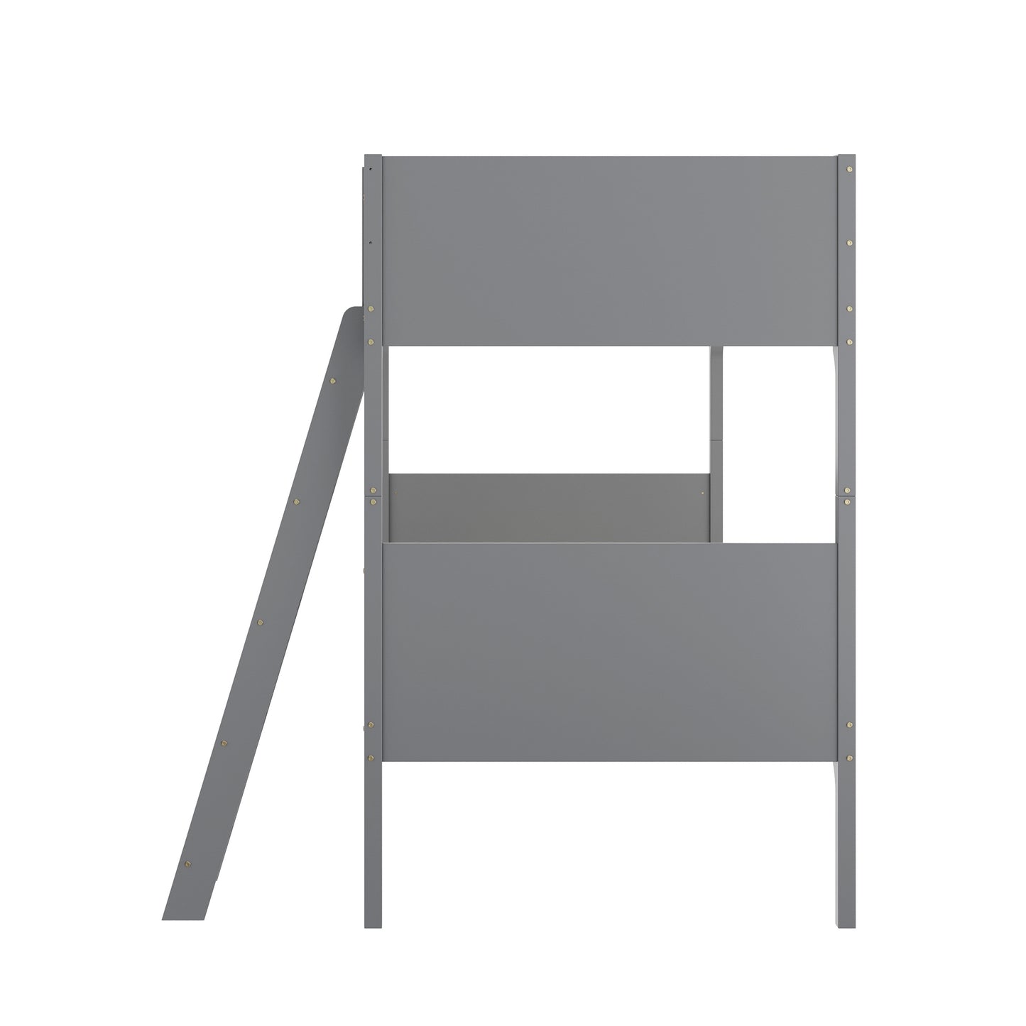 Dallas Bunk Bed Twin Over Twin, Convertible Slatted Solid Wood Bunk Bed Frame with Ladder for Kids, No Box Spring Needed in Gray Gray