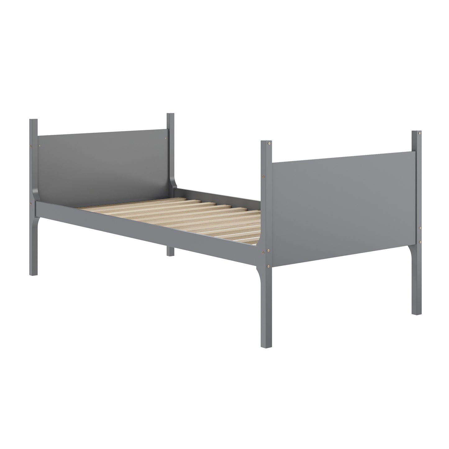 Dallas Bunk Bed Twin Over Twin, Convertible Slatted Solid Wood Bunk Bed Frame with Ladder for Kids, No Box Spring Needed in Gray Gray