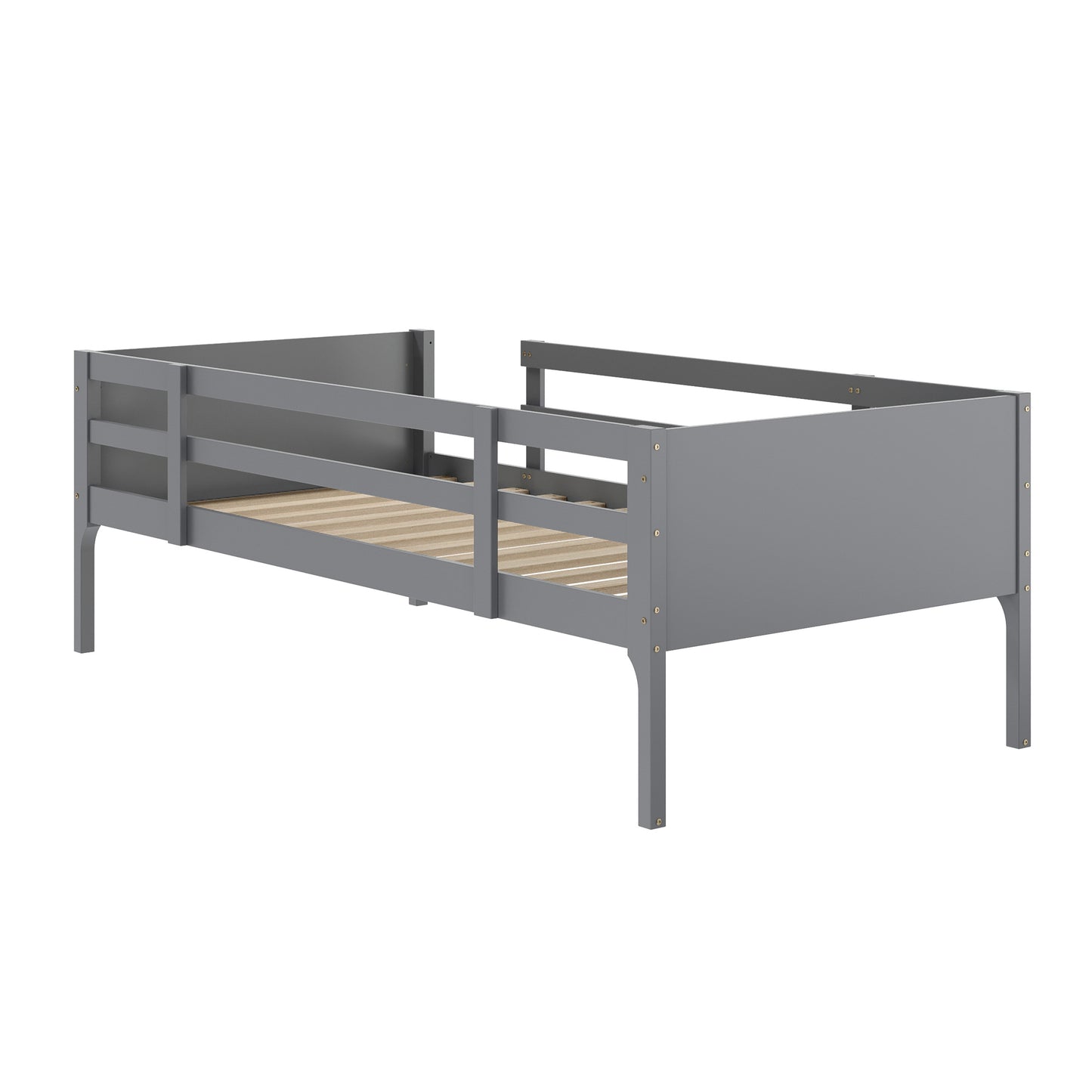 Dallas Bunk Bed Twin Over Twin, Convertible Slatted Solid Wood Bunk Bed Frame with Ladder for Kids, No Box Spring Needed in Gray Gray