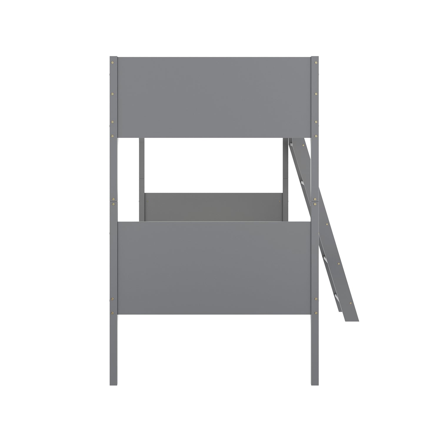 Dallas Bunk Bed Twin Over Twin, Convertible Slatted Solid Wood Bunk Bed Frame with Ladder for Kids, No Box Spring Needed in Gray Gray