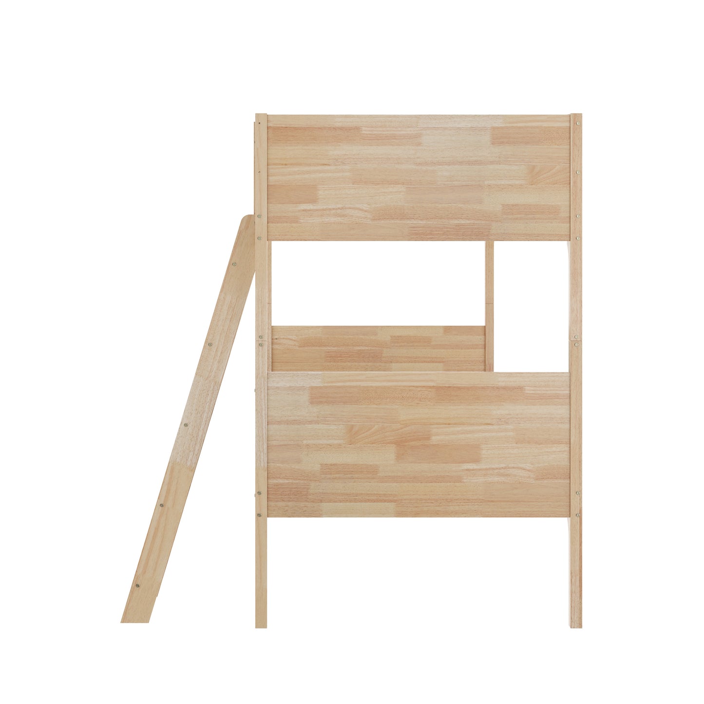 Dallas Bunk Bed Twin Over Twin, Convertible Slatted Solid Wood Bunk Bed Frame with Ladder for Kids, No Box Spring Needed in Natural Natural