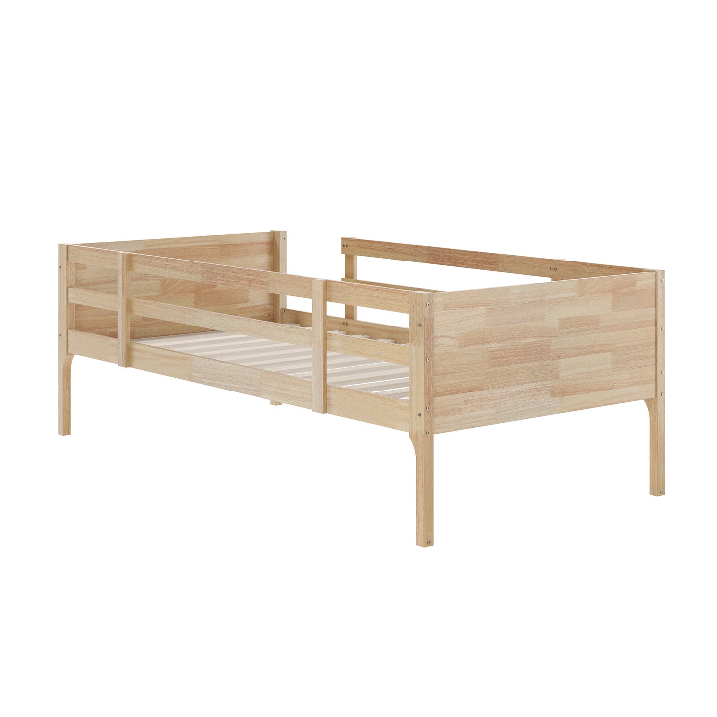 Dallas Bunk Bed Twin Over Twin, Convertible Slatted Solid Wood Bunk Bed Frame with Ladder for Kids, No Box Spring Needed in Natural Natural
