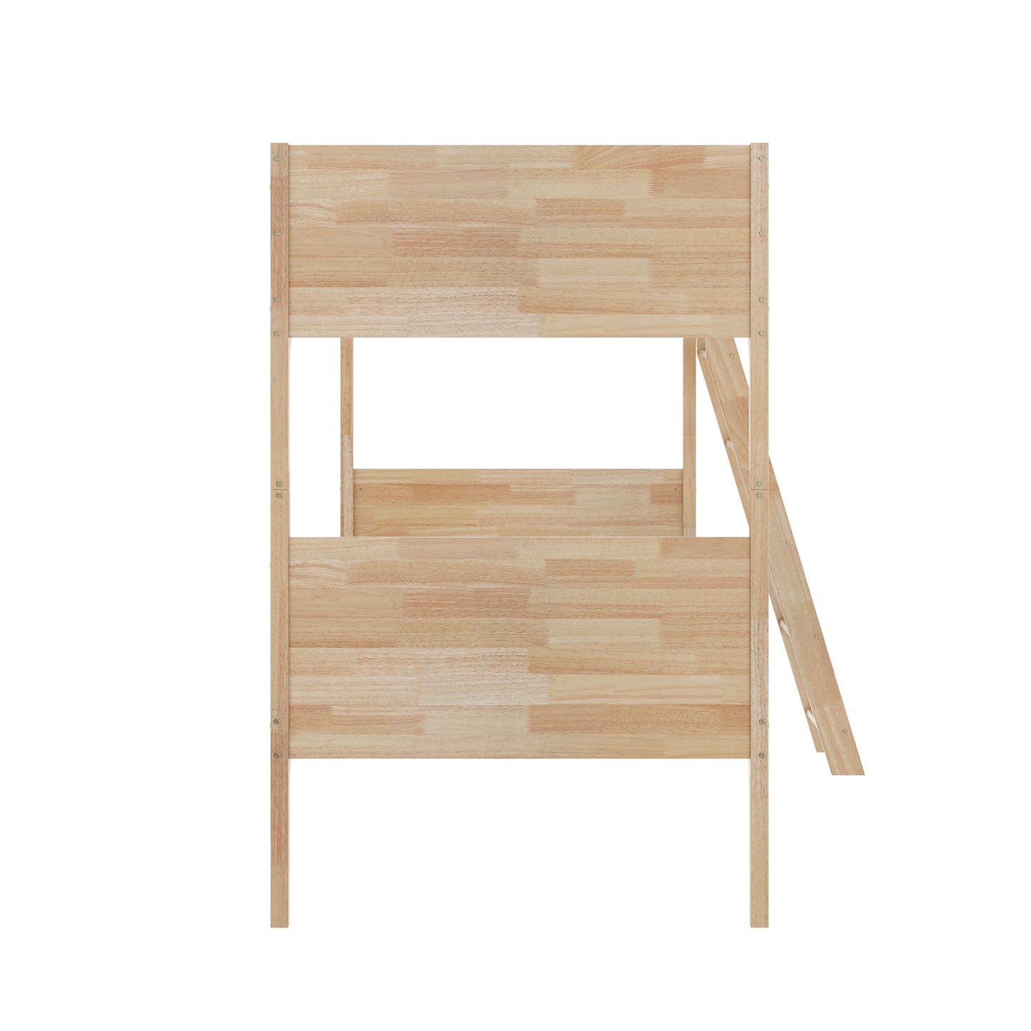 Dallas Bunk Bed Twin Over Twin, Convertible Slatted Solid Wood Bunk Bed Frame with Ladder for Kids, No Box Spring Needed in Natural Natural