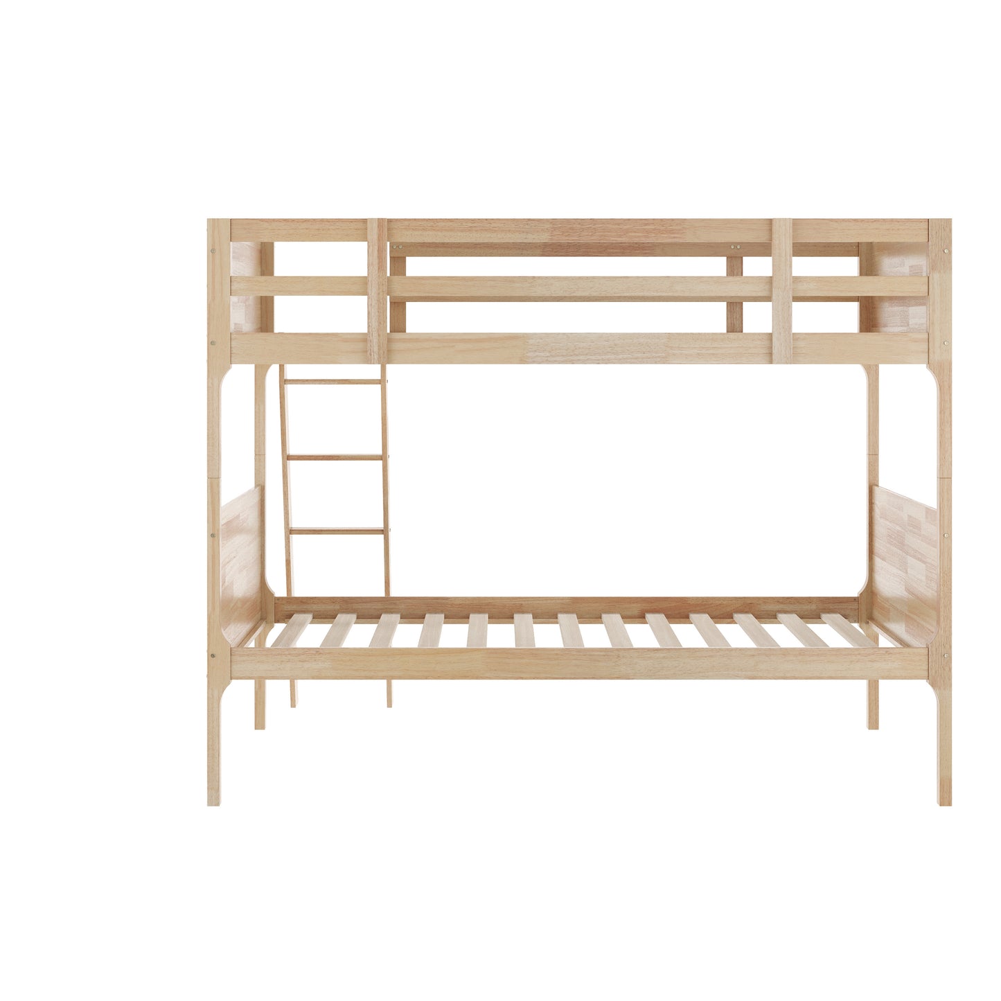 Dallas Bunk Bed Twin Over Twin, Convertible Slatted Solid Wood Bunk Bed Frame with Ladder for Kids, No Box Spring Needed in Natural Natural