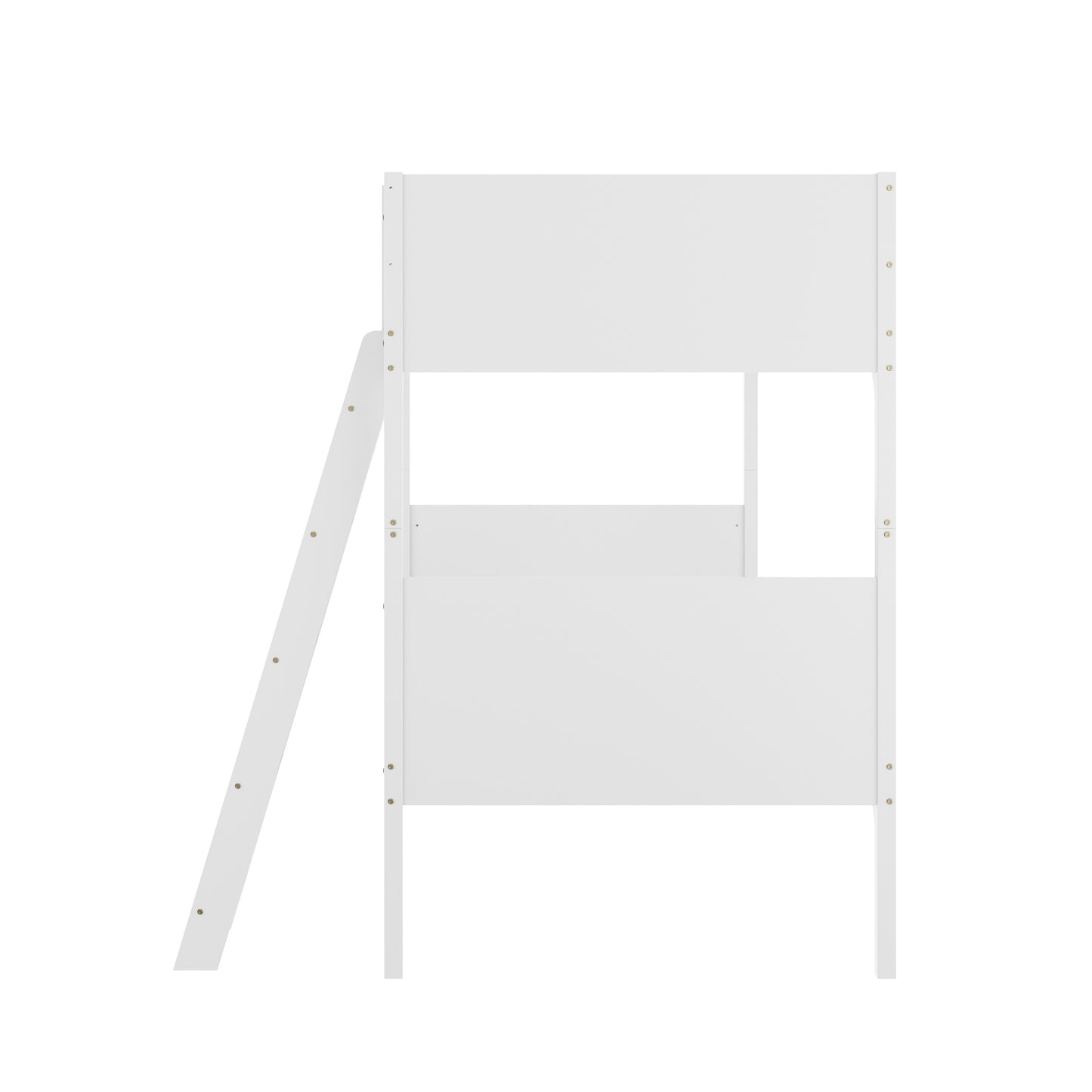 Dallas Bunk Bed Twin Over Twin, Convertible Slatted Solid Wood Bunk Bed Frame with Ladder for Kids, No Box Spring Needed in White White