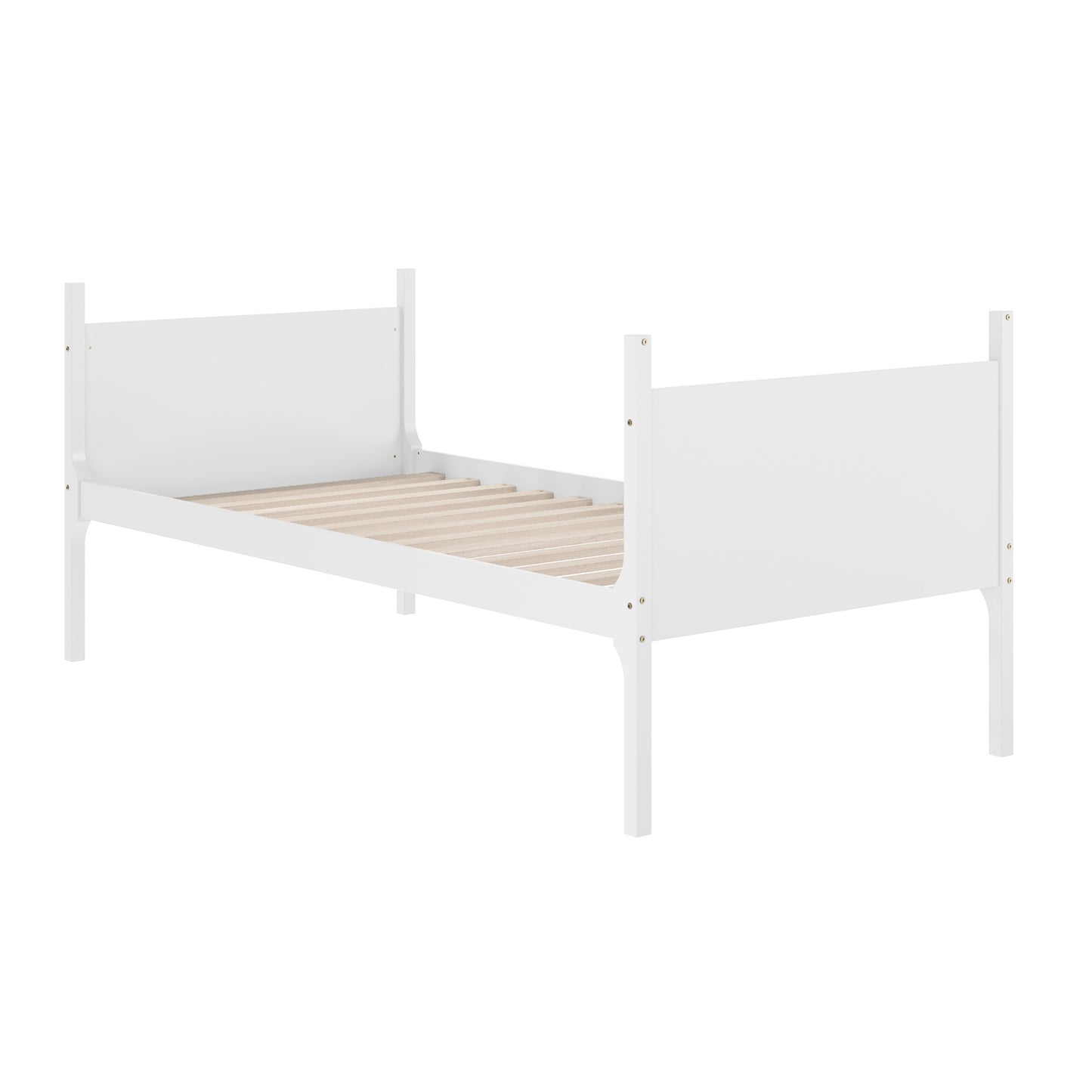 Dallas Bunk Bed Twin Over Twin, Convertible Slatted Solid Wood Bunk Bed Frame with Ladder for Kids, No Box Spring Needed in White White