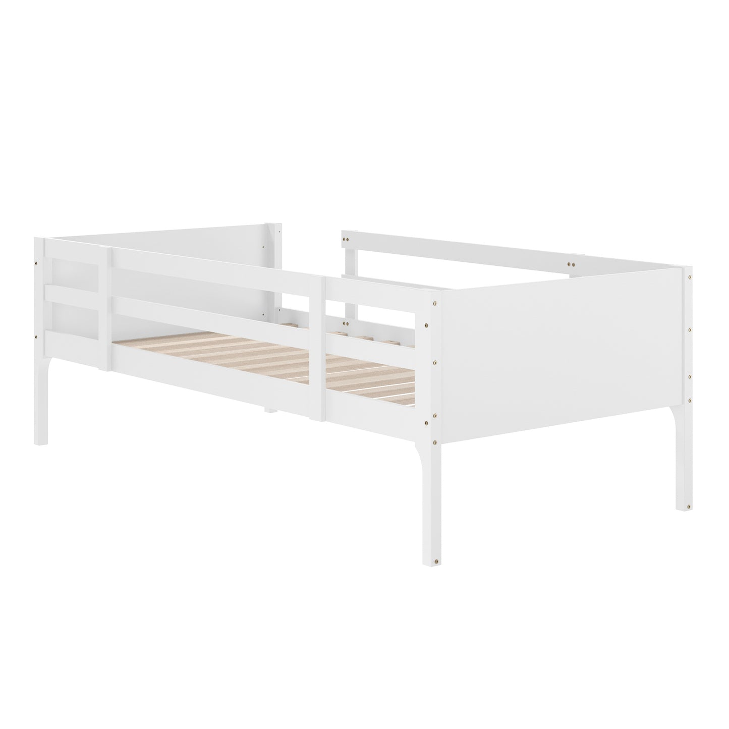 Dallas Bunk Bed Twin Over Twin, Convertible Slatted Solid Wood Bunk Bed Frame with Ladder for Kids, No Box Spring Needed in White White