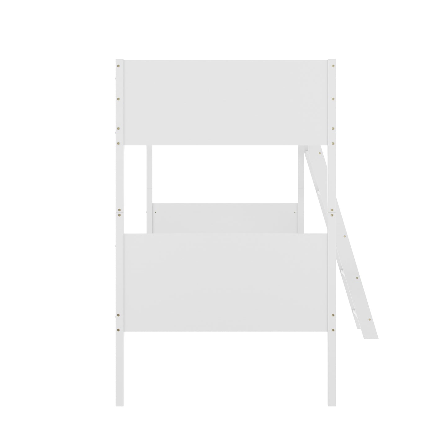 Dallas Bunk Bed Twin Over Twin, Convertible Slatted Solid Wood Bunk Bed Frame with Ladder for Kids, No Box Spring Needed in White White