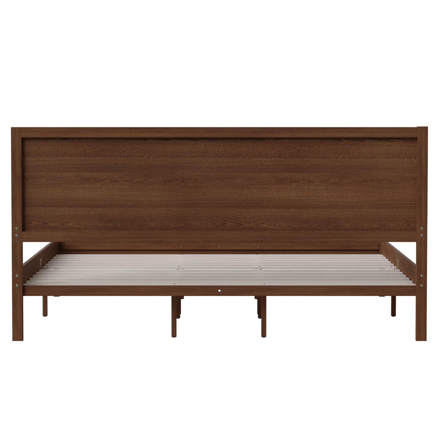 Kingston King Size Solid Wood Platform Bed with Wooden Slats and Headboard, No Box Spring Needed, Brown Brown
