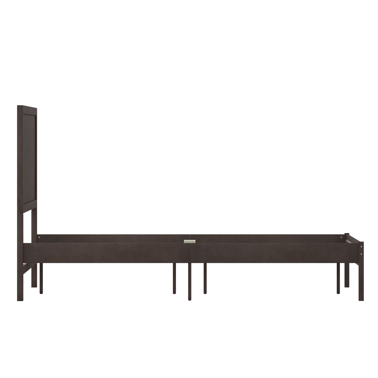 Asher Full Size Solid Wood Platform Bed with Wooden Slats and Headboard, No Box Spring Needed, Dark Brown Dark Brown
