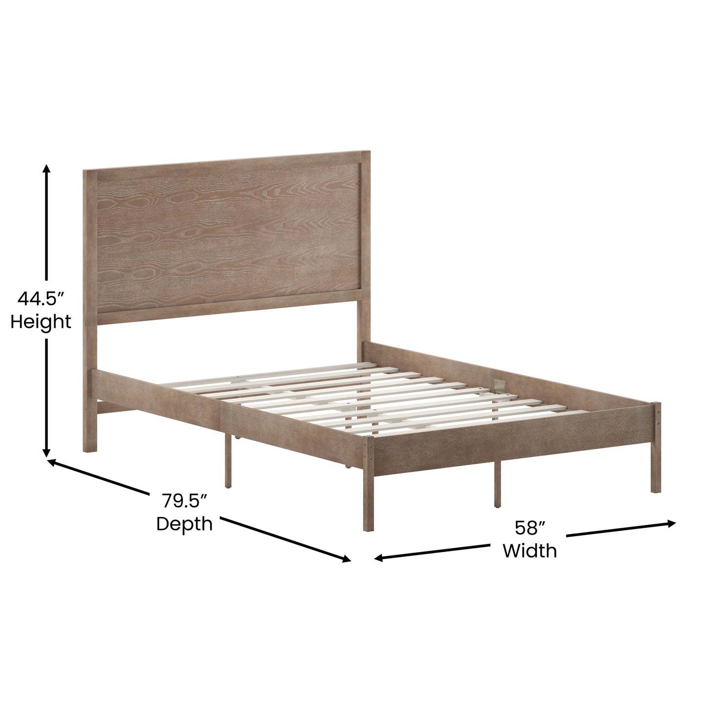 Asher Full Size Solid Wood Platform Bed with Wooden Slats and Headboard, No Box Spring Needed, Light Brown Light Brown