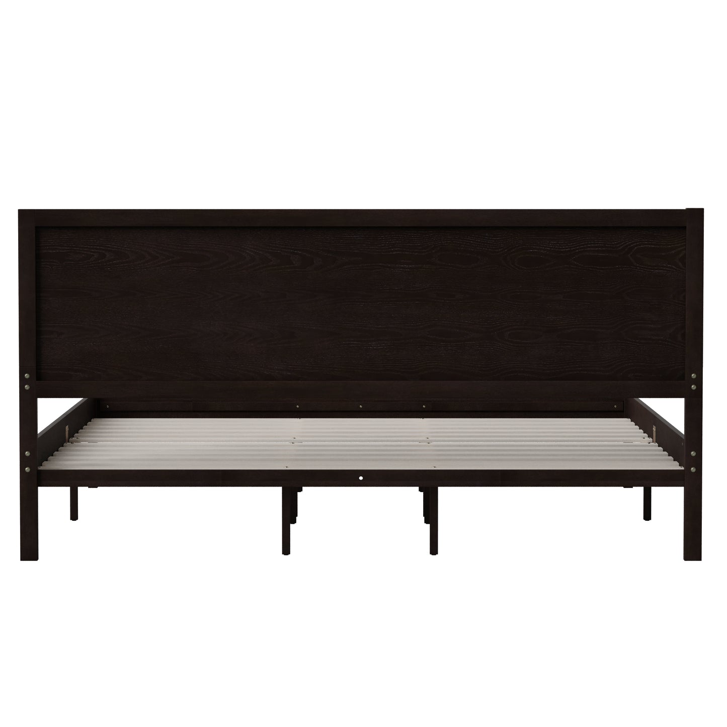 Asher King Size Solid Wood Platform Bed with Wooden Slats and Headboard, No Box Spring Needed, Dark Brown Dark Brown