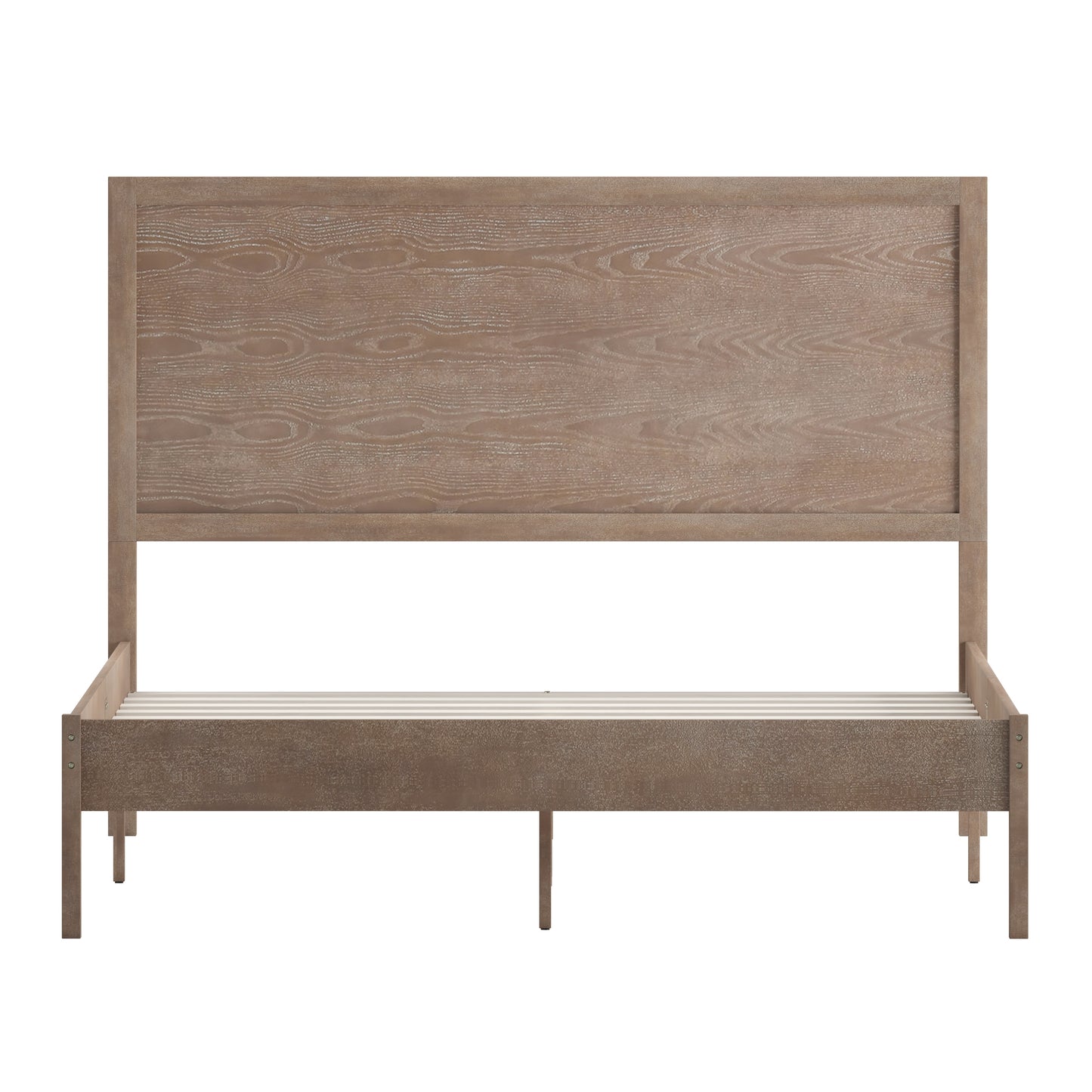 Asher Queen Size Solid Wood Platform Bed with Wooden Slats and Headboard, No Box Spring Needed, Light Brown Light Brown MG-09004QB-Q-OAK-GG