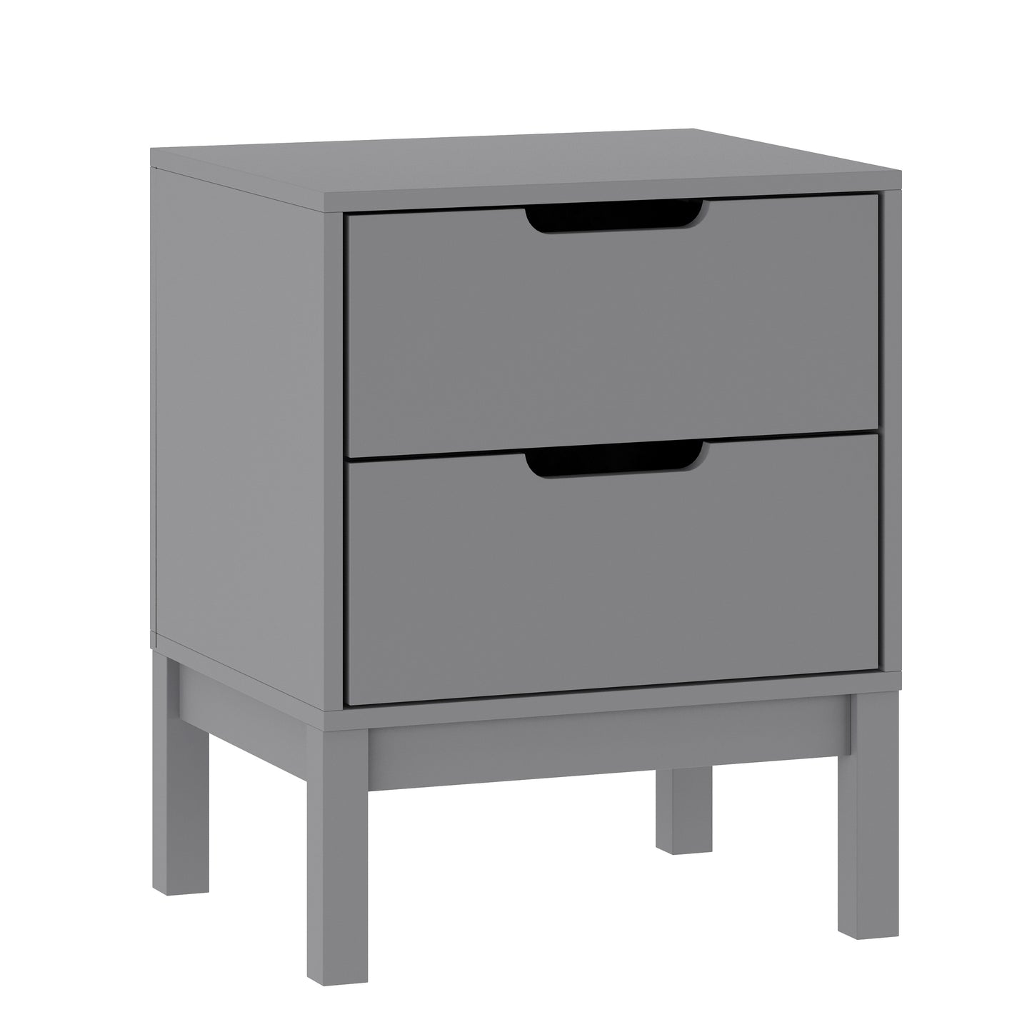 Dallas Wooden Night Stand, Bedroom Side Table with 2 Storage Drawers for Kids in Gray Gray
