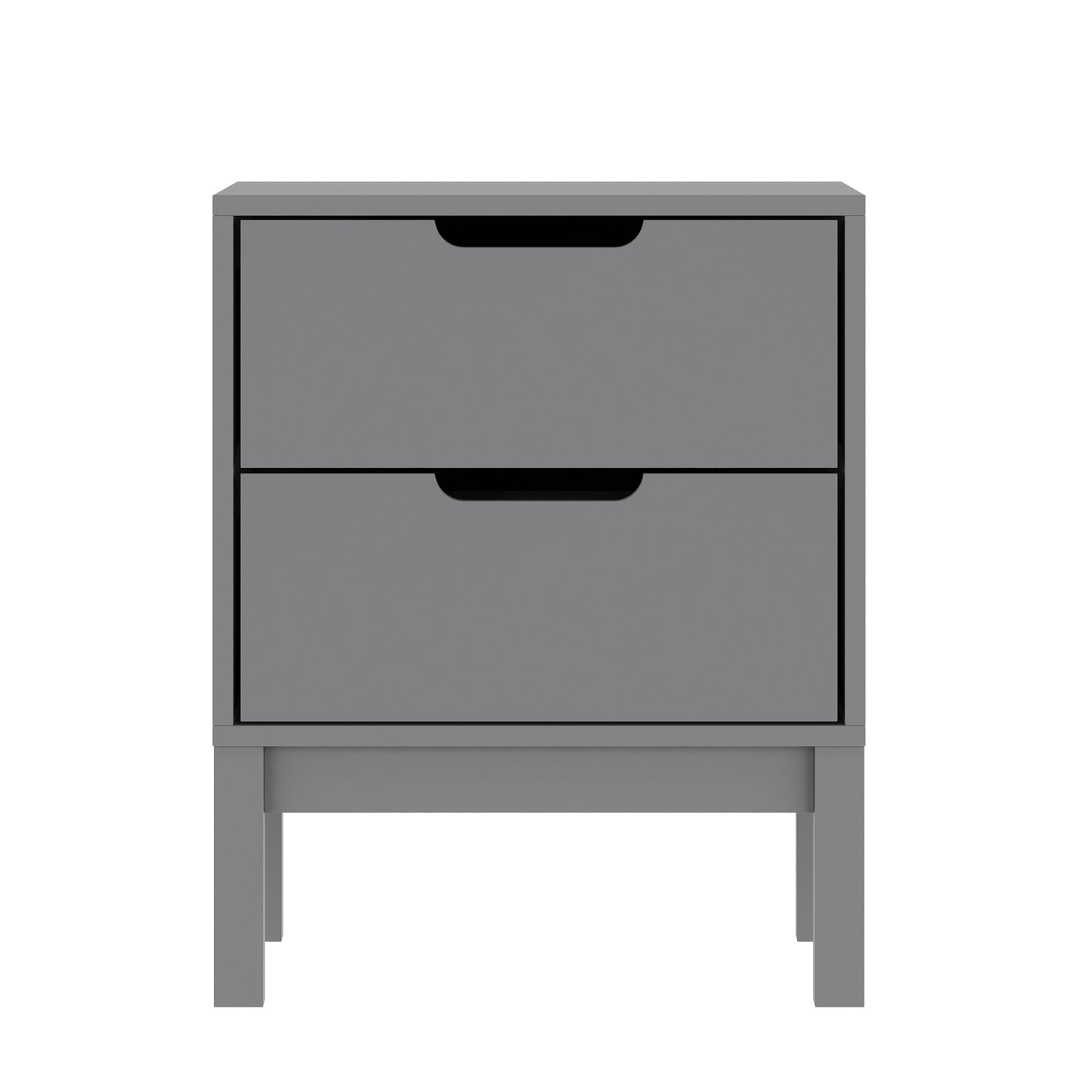 Dallas Wooden Night Stand, Bedroom Side Table with 2 Storage Drawers for Kids in Gray Gray