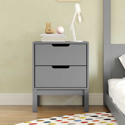 Dallas Wooden Night Stand, Bedroom Side Table with 2 Storage Drawers for Kids in Gray Gray MG-9007-1-2NS-GY-GG