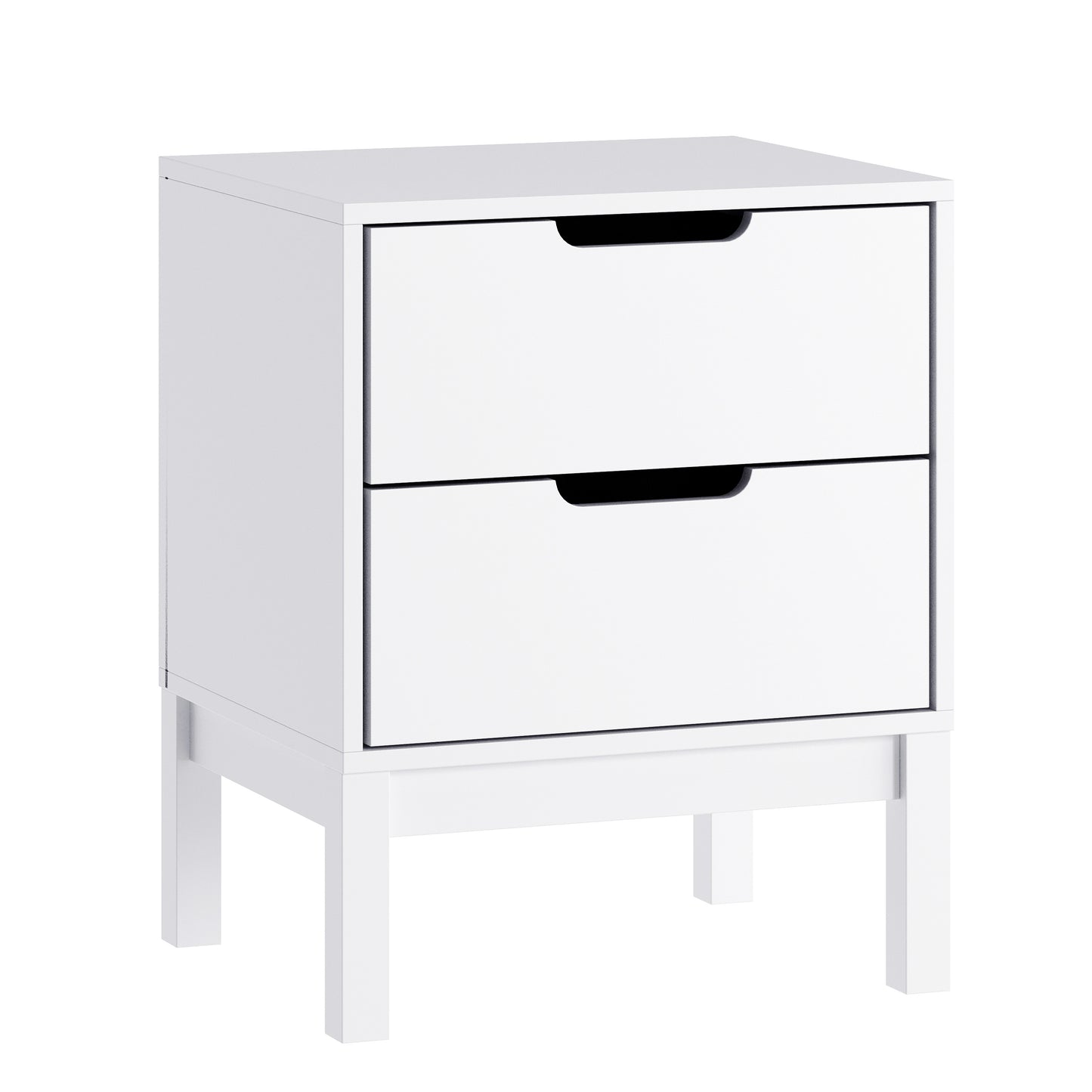 Dallas Wooden Night Stand, Bedroom Side Table with 2 Storage Drawers for Kids in White White
