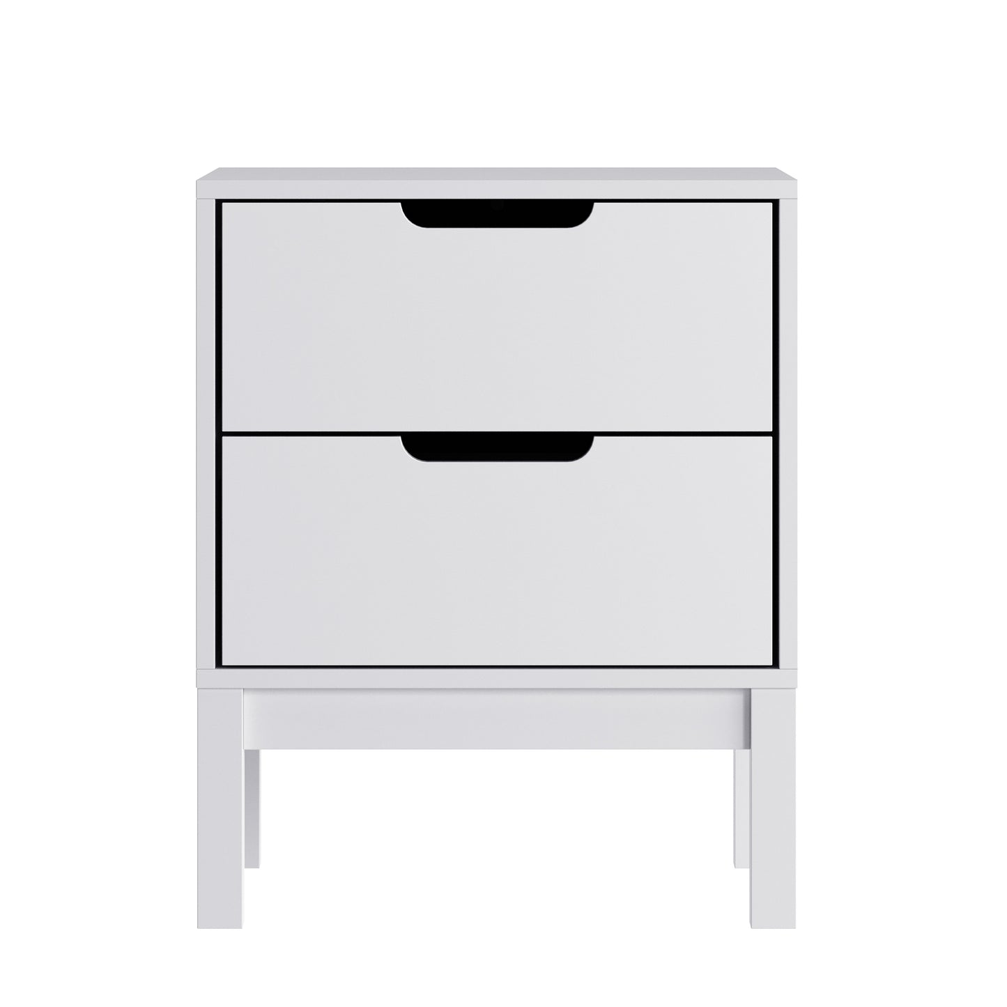 Dallas Wooden Night Stand, Bedroom Side Table with 2 Storage Drawers for Kids in White White