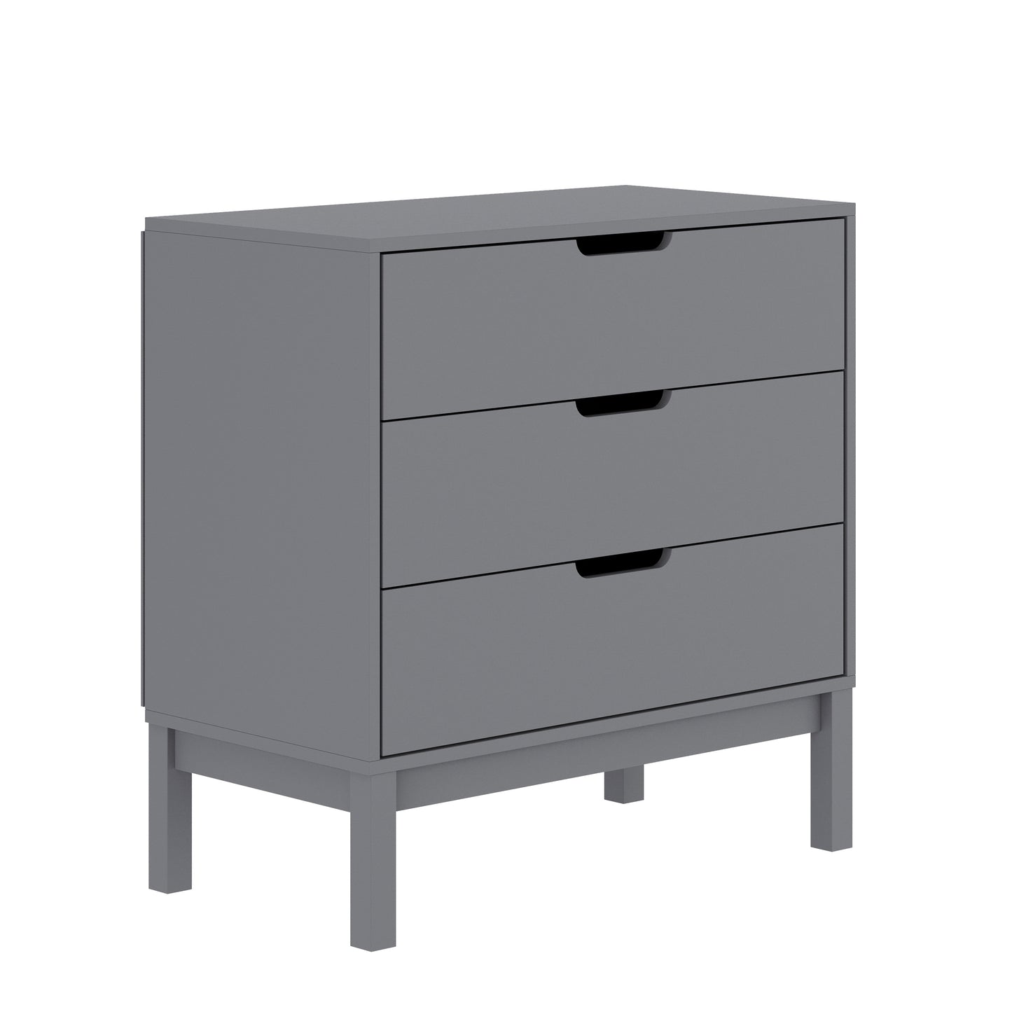 Dallas Wooden 3-Drawer Dresser for Bedroom, Chest of Drawers for Kids in Gray Gray