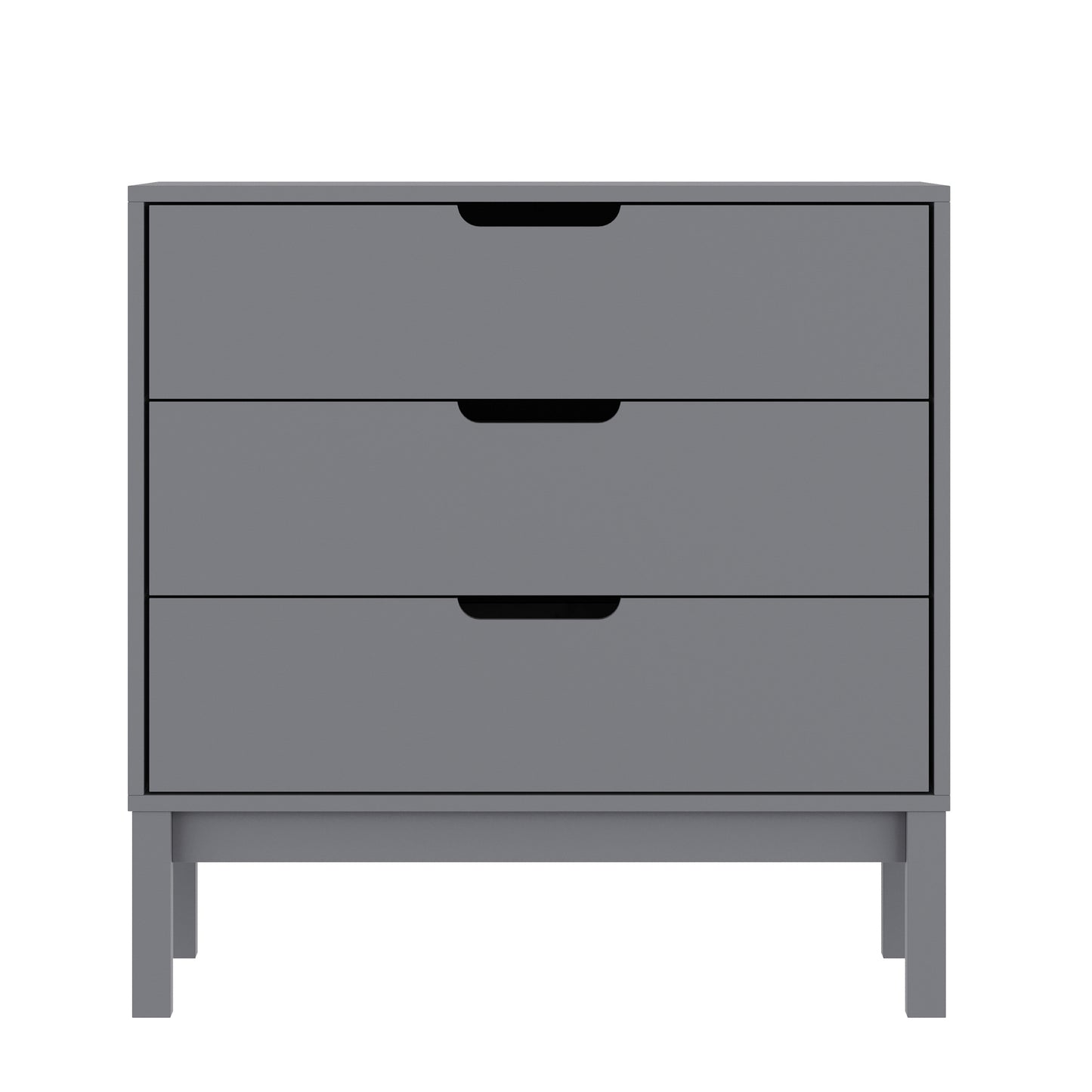 Dallas Wooden 3-Drawer Dresser for Bedroom, Chest of Drawers for Kids in Gray Gray