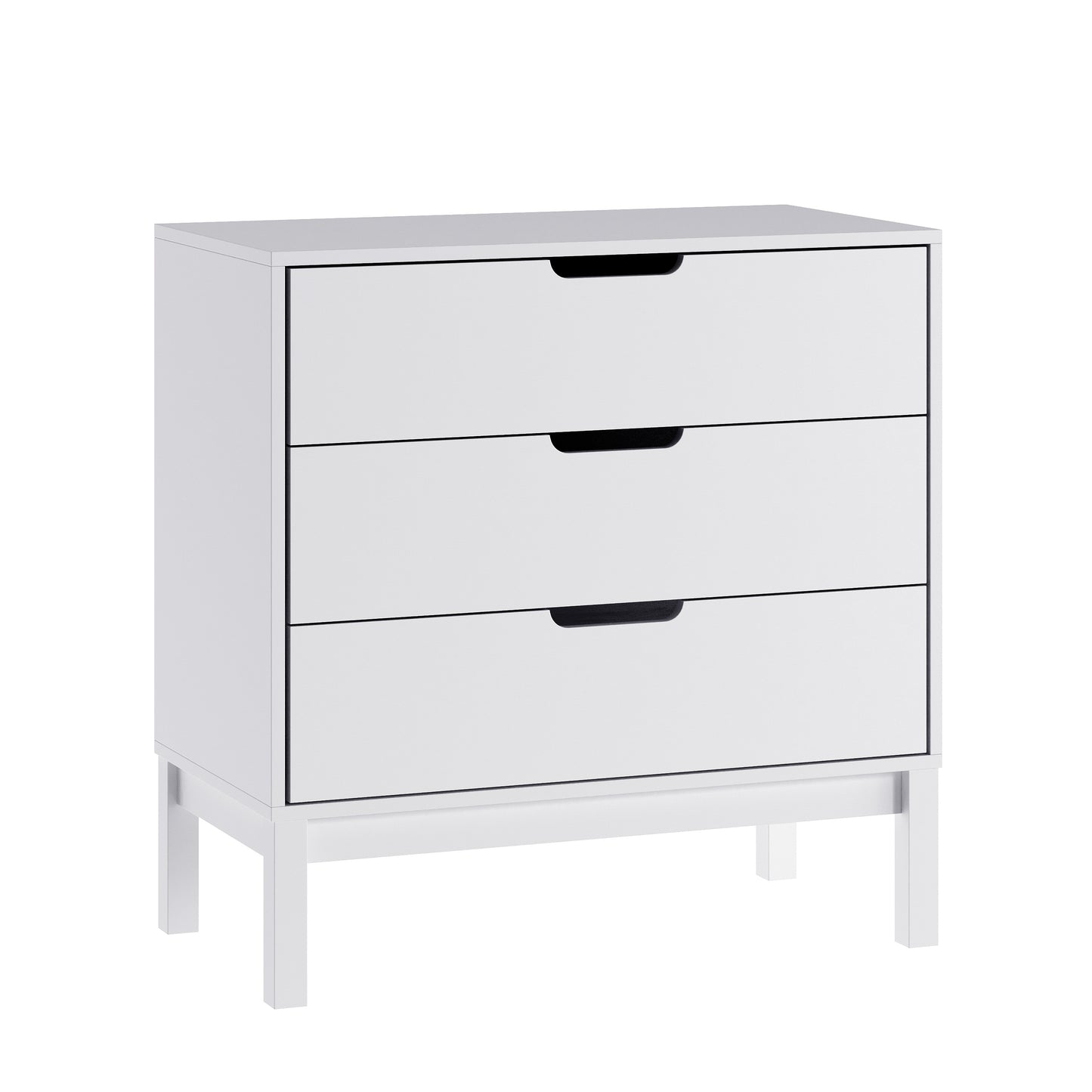 Dallas Wooden 3-Drawer Dresser for Bedroom, Chest of Drawers for Kids in White White