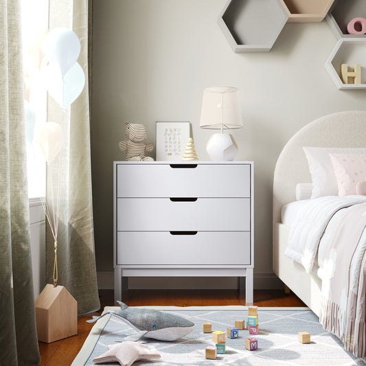 Dallas Wooden 3-Drawer Dresser for Bedroom, Chest of Drawers for Kids in White White