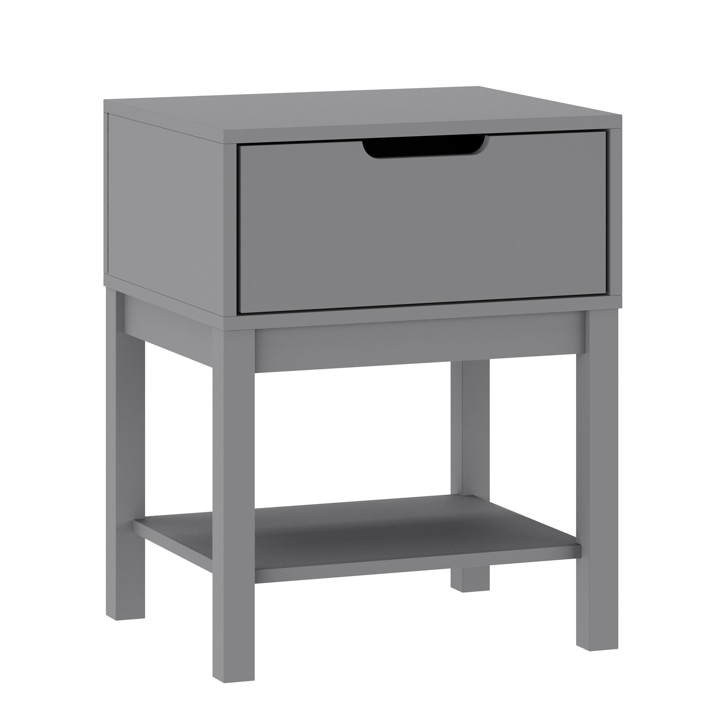 Dallas Wooden Night Stand, Bedroom Side Table with Storage Drawer and Shelf for Kids in Gray Gray