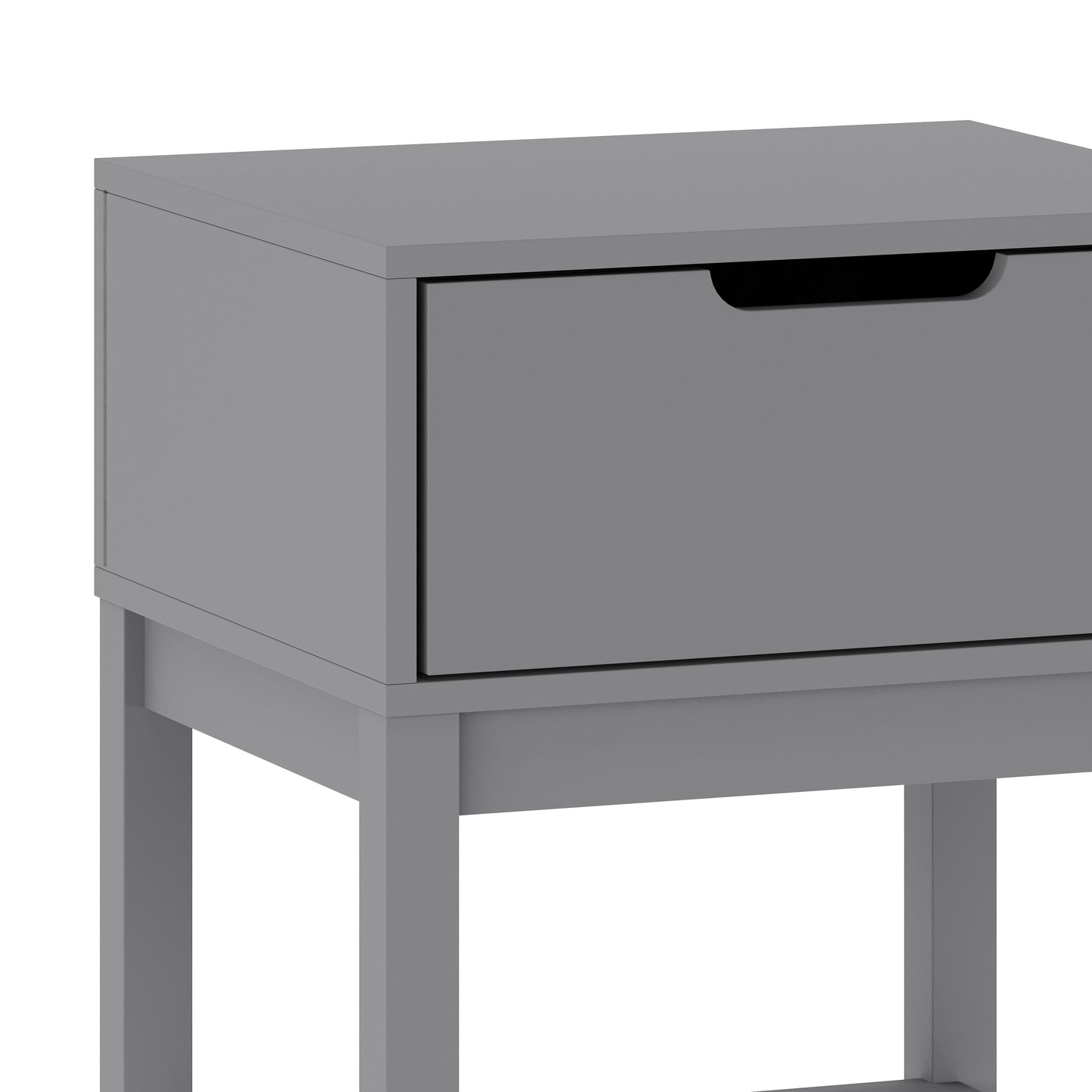 Dallas Wooden Night Stand, Bedroom Side Table with Storage Drawer and Shelf for Kids in Gray Gray