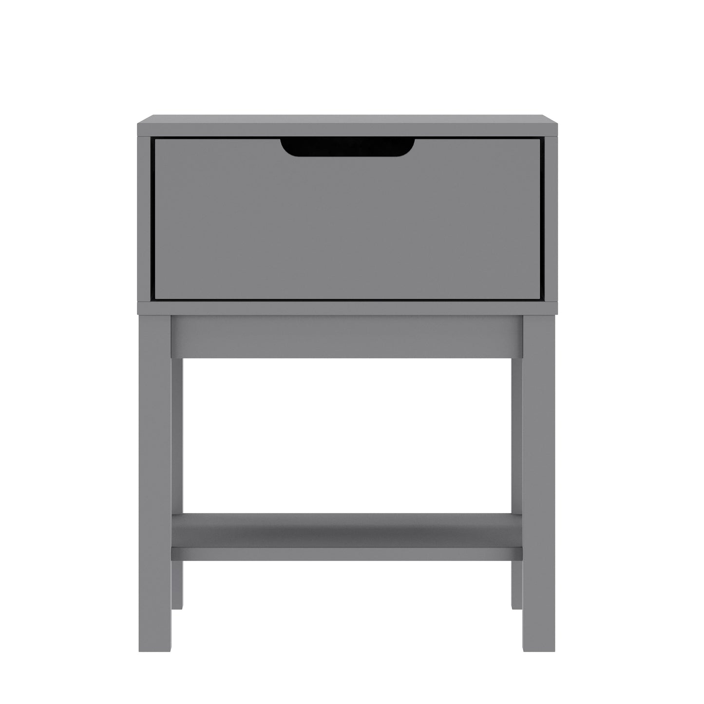 Dallas Wooden Night Stand, Bedroom Side Table with Storage Drawer and Shelf for Kids in Gray Gray