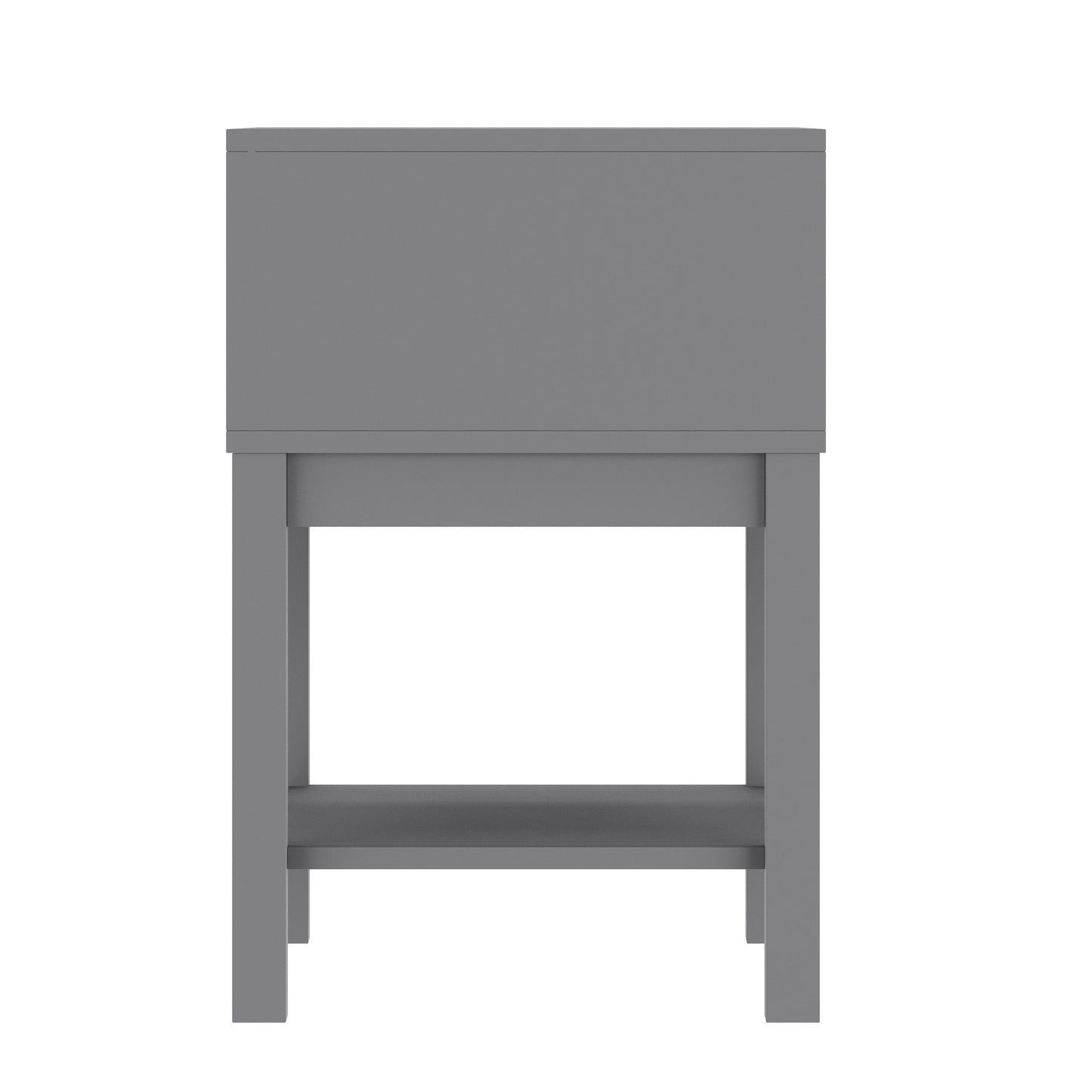 Dallas Wooden Night Stand, Bedroom Side Table with Storage Drawer and Shelf for Kids in Gray Gray
