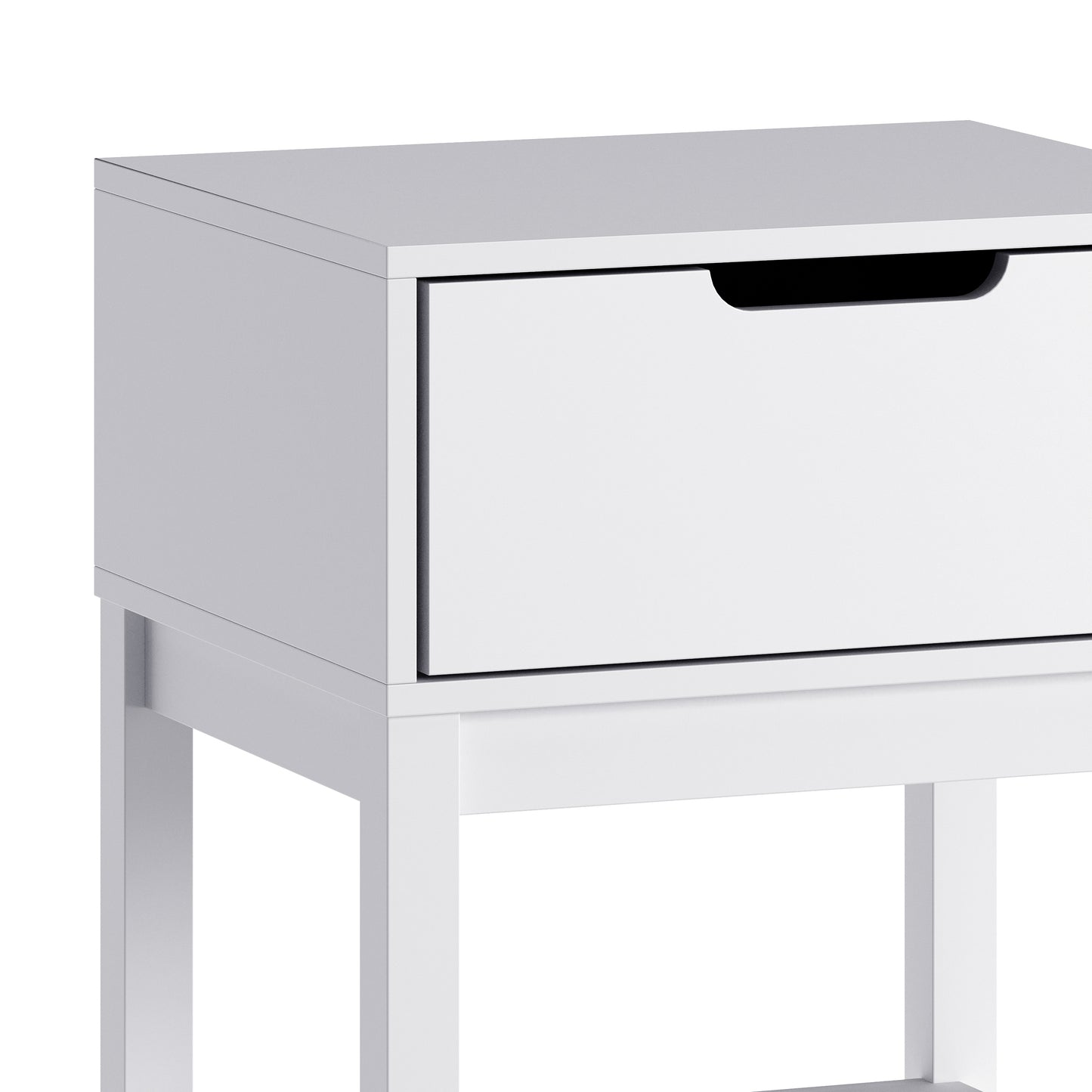 Dallas Wooden Night Stand, Bedroom Side Table with Storage Drawer and Shelf for Kids in White White