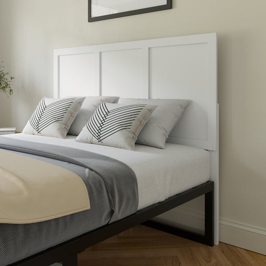 Oliver Full Size Three Panel Wooden Adjustable Headboard for Universal Metal Bed Frames in White White MG-9708FHB-F-WHT-GG