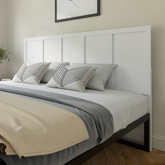 Oliver King Size Four Panel Wooden Adjustable Headboard for Universal Metal Bed Frames in White White MG-9708KHB-K-WHT-GG